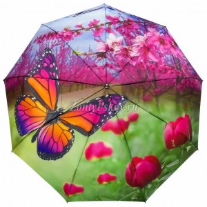 Атласный зонтик с бабочкой, River, автомат, арт.5002